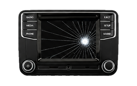 Volkswagen Composition Media unit with cracked front glass